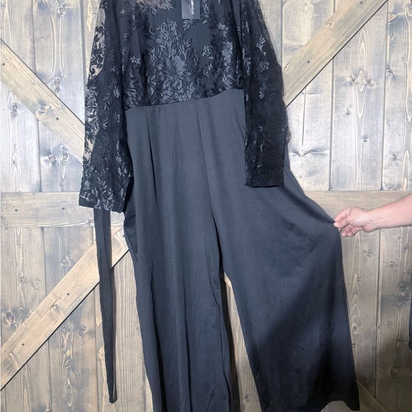 Xpluswear Pants - Black Lace Jumpsuit with pocket women’s 5XL